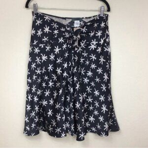 Vintage Alberta Ferretti Italy Womens Navy White Abstract Star Silk Skirt Size 8